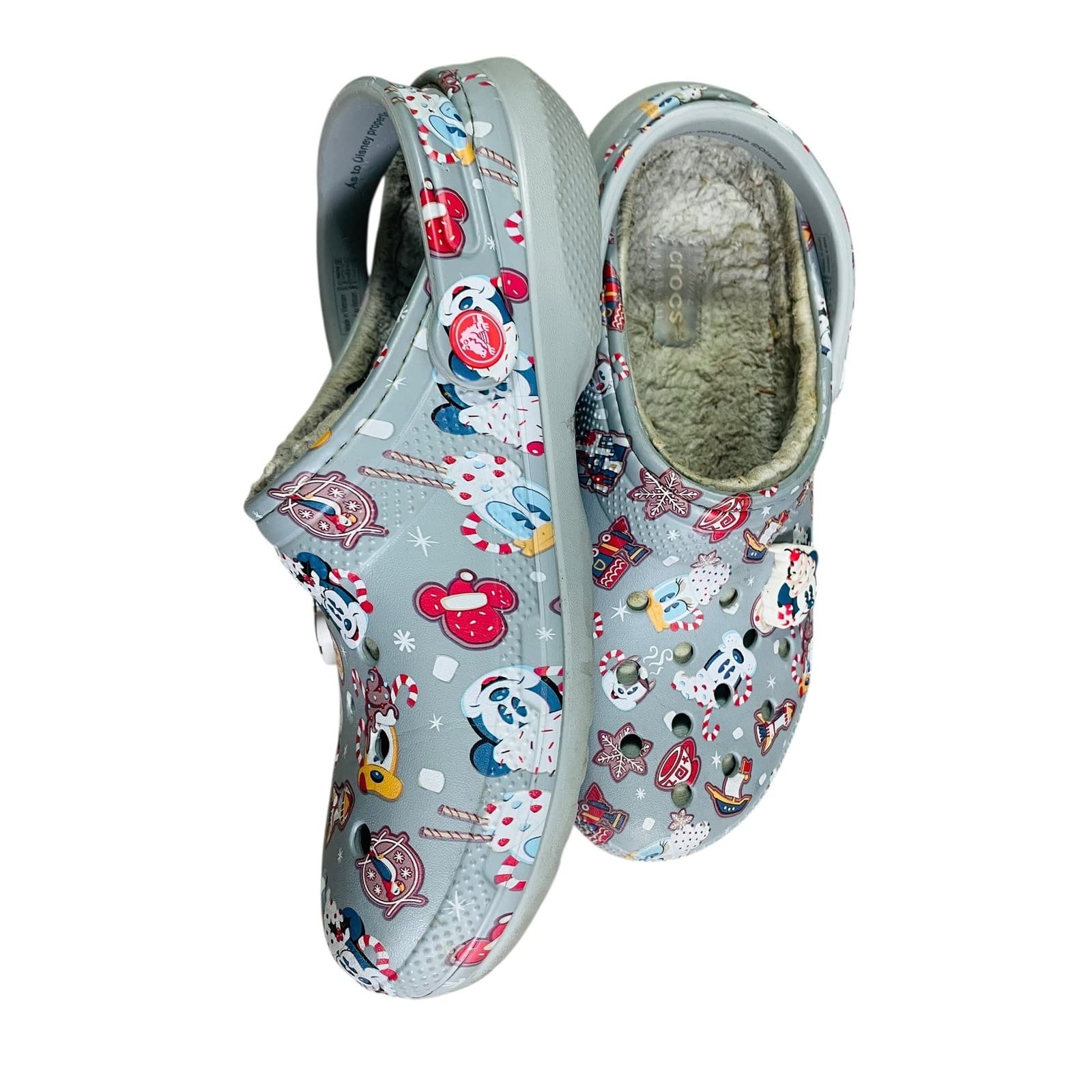 Disney Crocs Adult Gray Christmas Mickey Mouse Lined Clogs Womens Size 11 Mens 9 - Thumbnail 10