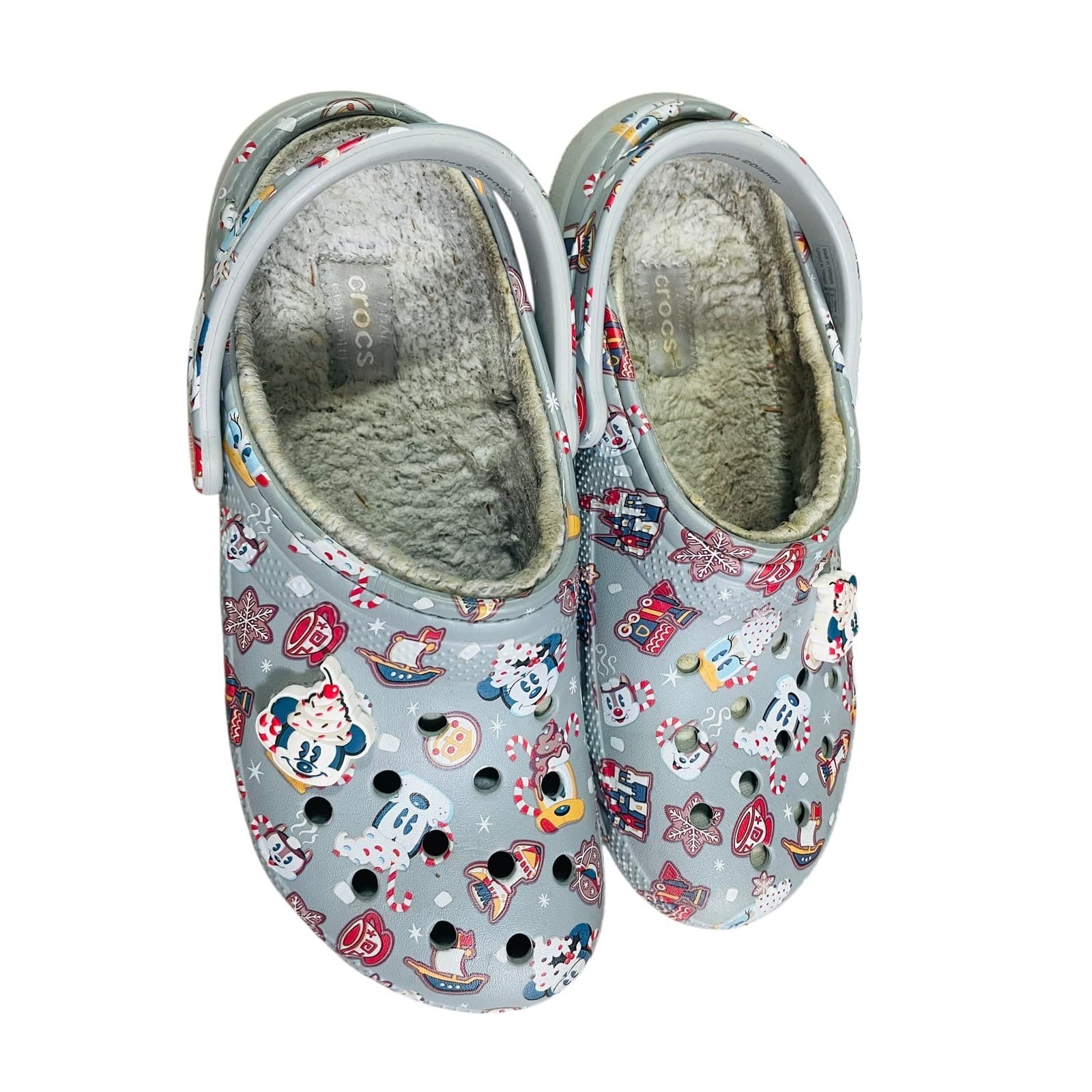 Disney Crocs Adult Gray Christmas Mickey Mouse Lined Clogs Womens Size 11 Mens 9 - Thumbnail 9