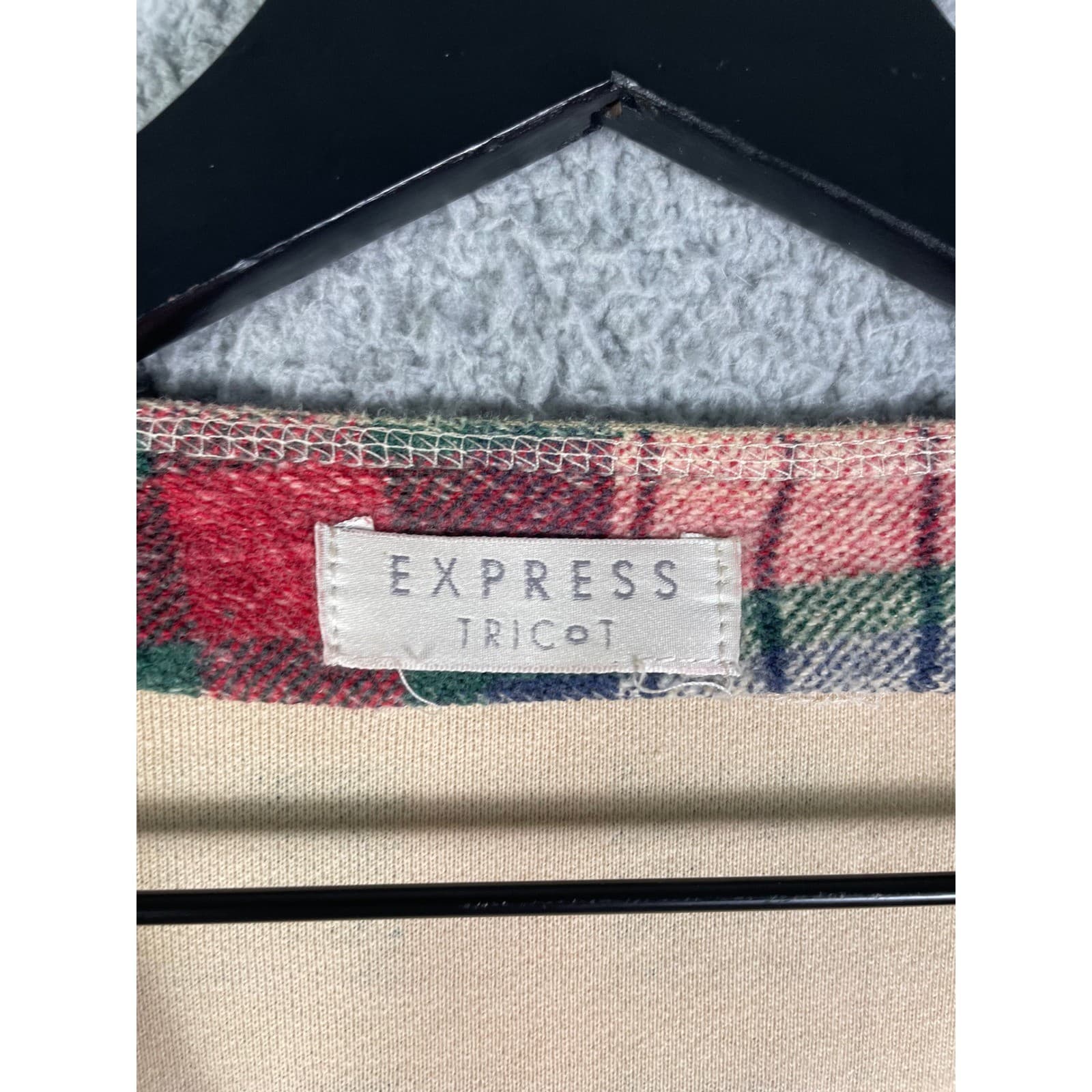 Express Tricot Plaid Button Front Coatigan Vintage Cardigan Jacket Women XL - Thumbnail 4