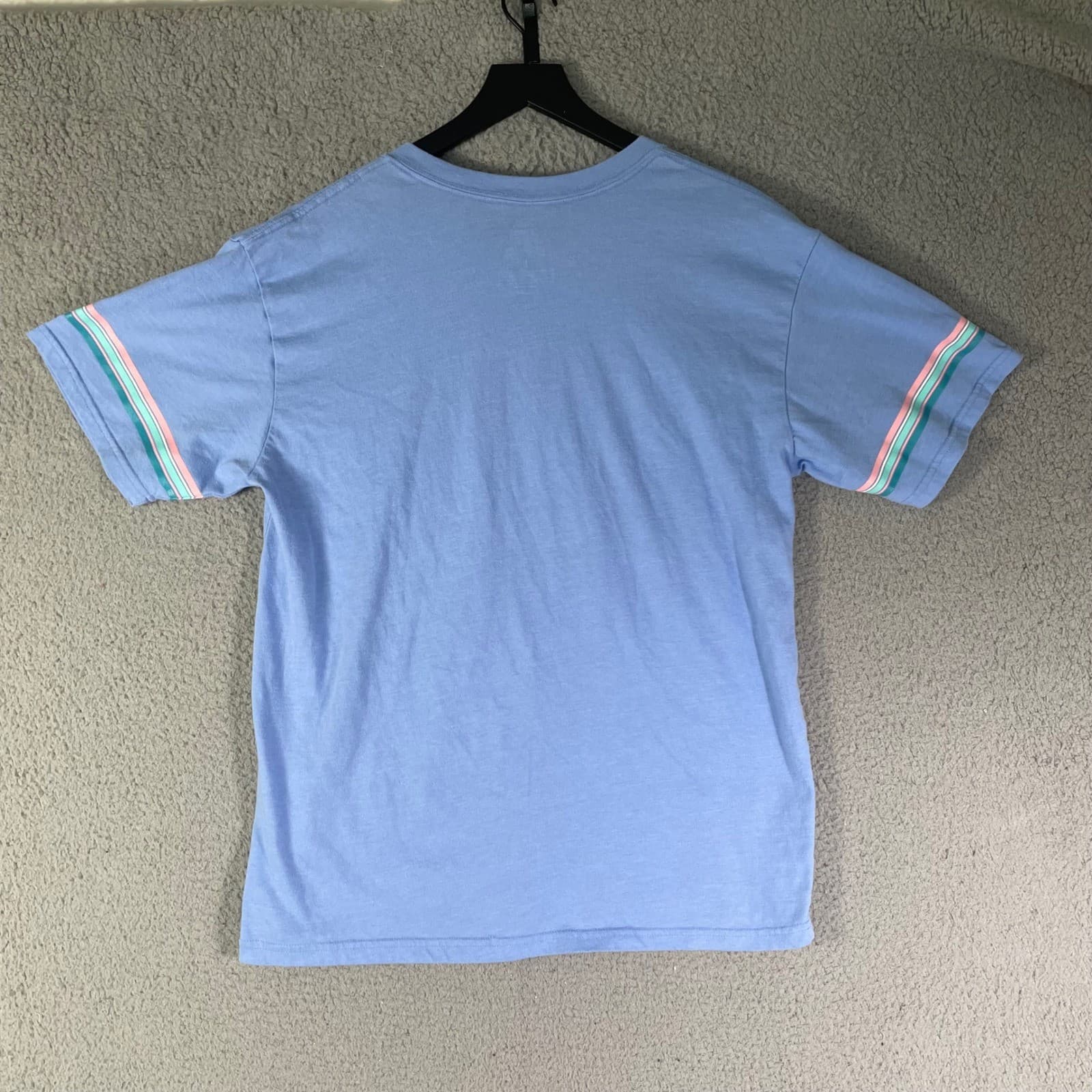 Buc-ees Shirt Womens L Blue Think Happy Be Happy V Neck Graphic Tee Retro Daisy - Thumbnail 7