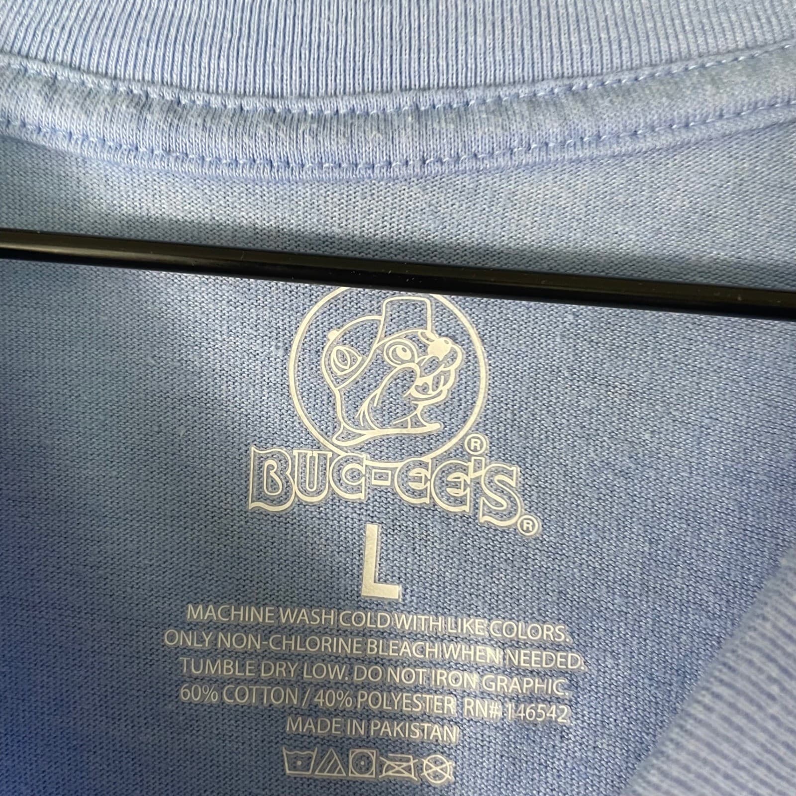 Buc-ees Shirt Womens L Blue Think Happy Be Happy V Neck Graphic Tee Retro Daisy - Thumbnail 6