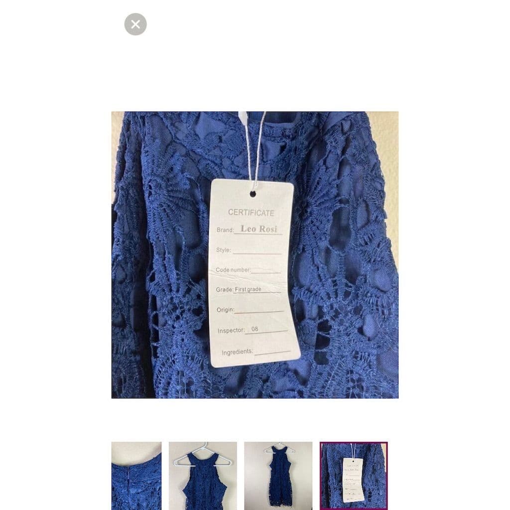 Leo Rosi Women's Halter Neck Lace Dress Blue Knee Length Size S - Thumbnail 8