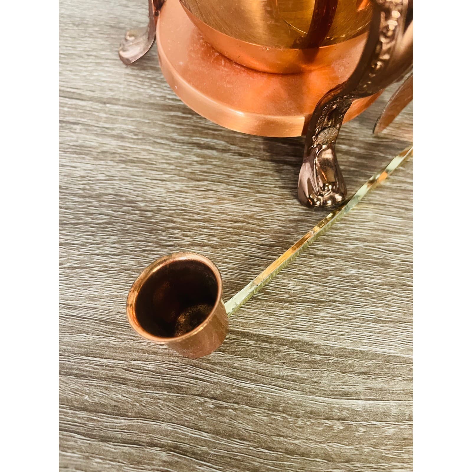 Vintage Copper Brass Warming Stand Candle Snuffer Sugar Tongs - Thumbnail 10