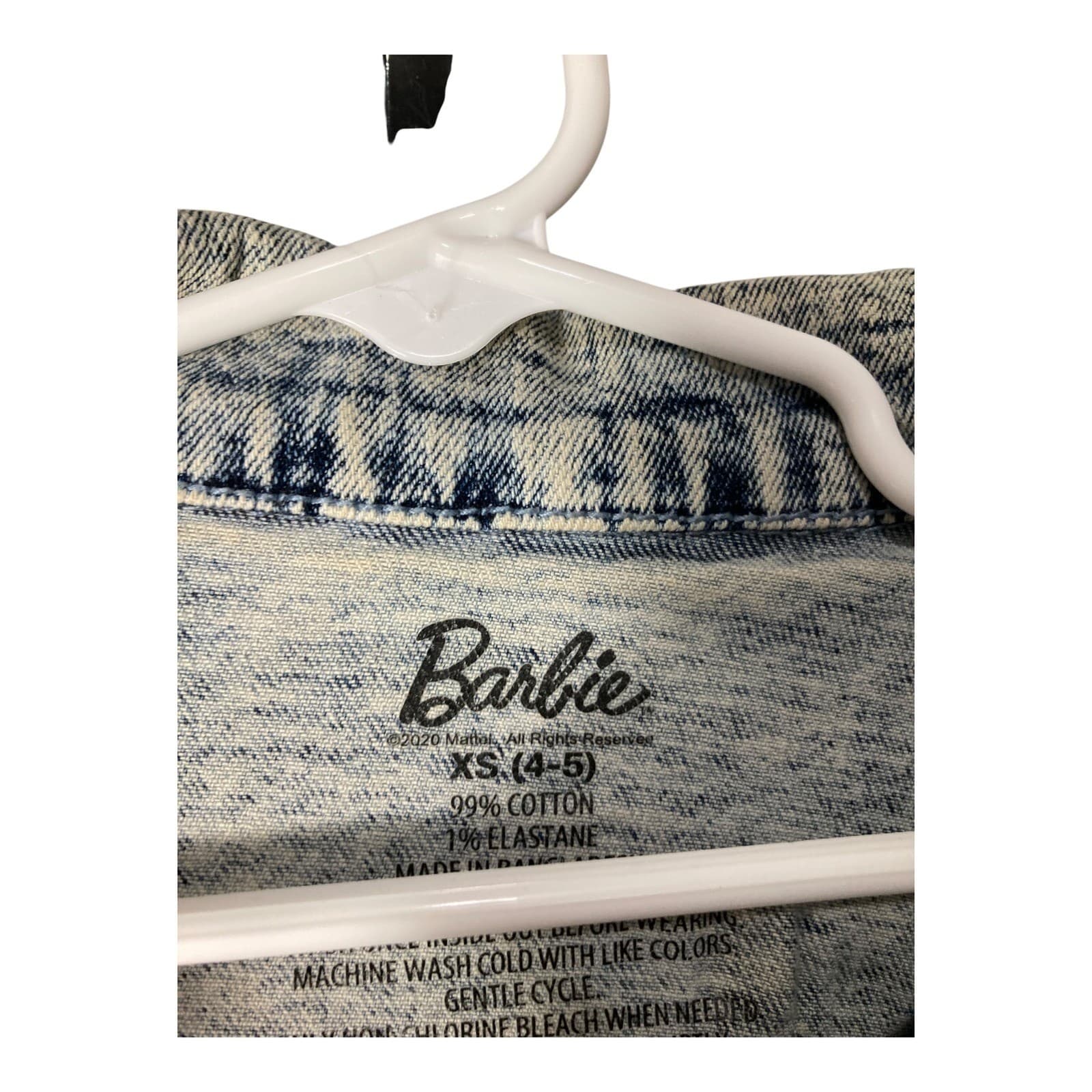 Barbie Denim Jacket Girls XS 4-5 Blue Acid Wash Embroidered Rainbow Trucker Jean - Thumbnail 6