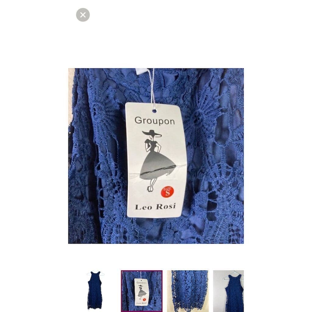 Leo Rosi Women's Halter Neck Lace Dress Blue Knee Length Size S - Thumbnail 3
