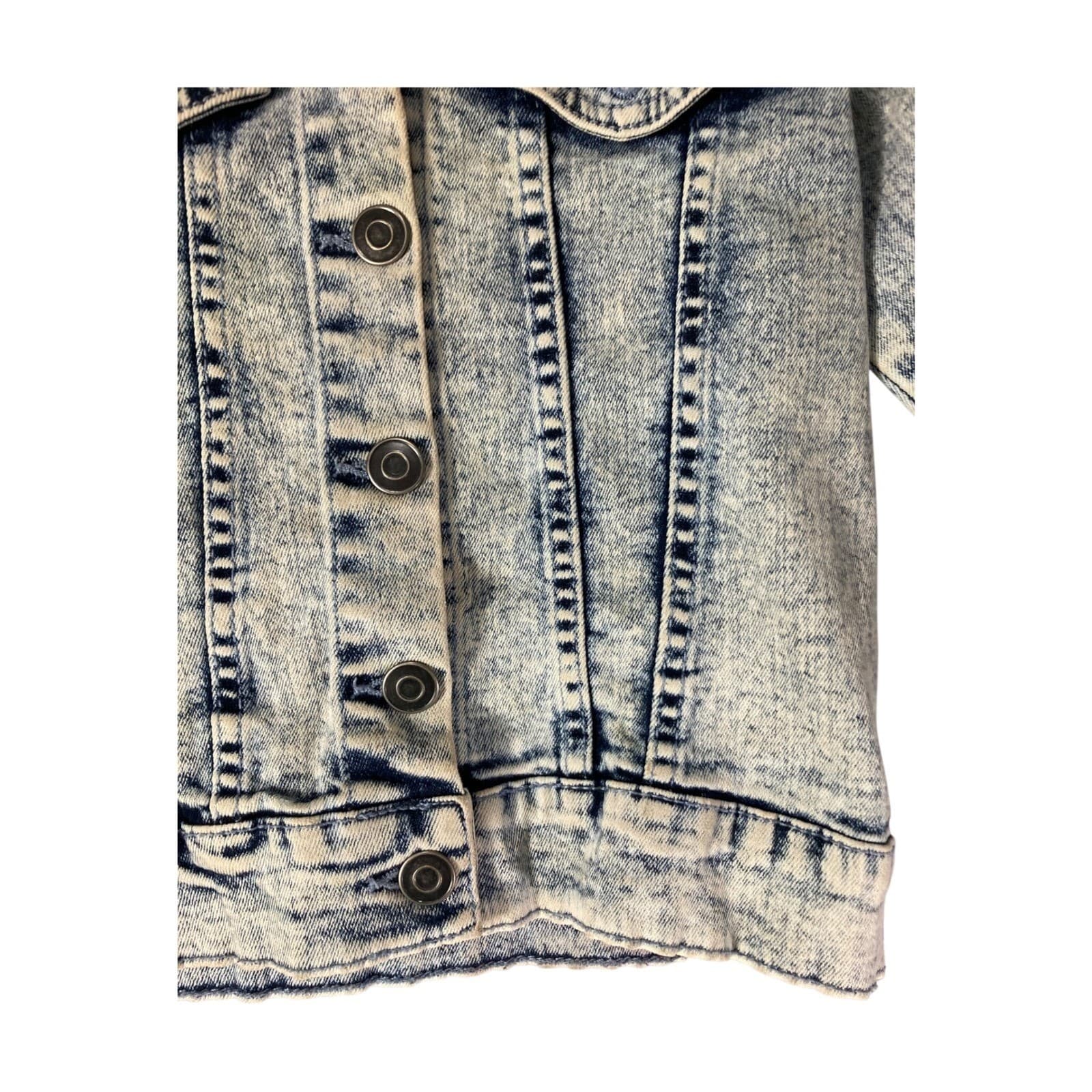 Barbie Denim Jacket Girls XS 4-5 Blue Acid Wash Embroidered Rainbow Trucker Jean - Thumbnail 4