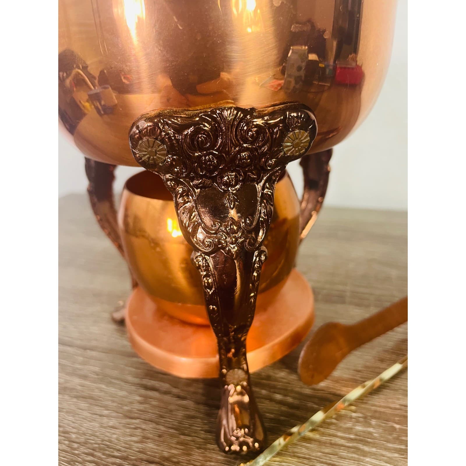 Vintage Copper Brass Warming Stand Candle Snuffer Sugar Tongs - Thumbnail 7