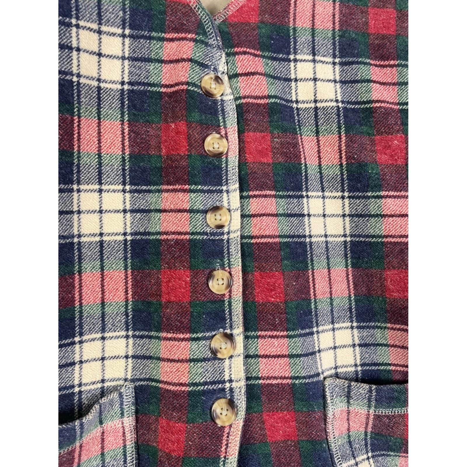 Express Tricot Plaid Button Front Coatigan Vintage Cardigan Jacket Women XL - Thumbnail 8