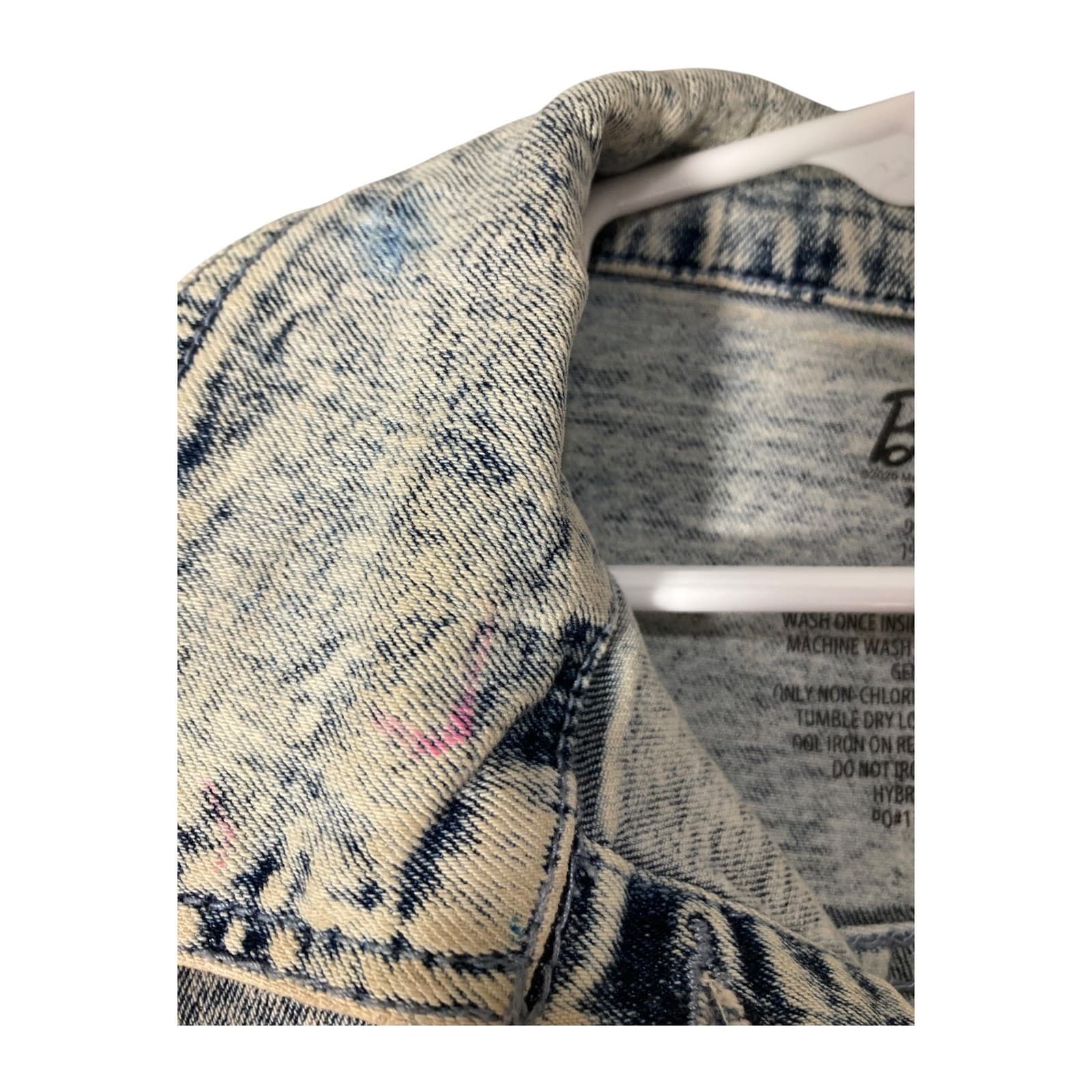 Barbie Denim Jacket Girls XS 4-5 Blue Acid Wash Embroidered Rainbow Trucker Jean - Thumbnail 7