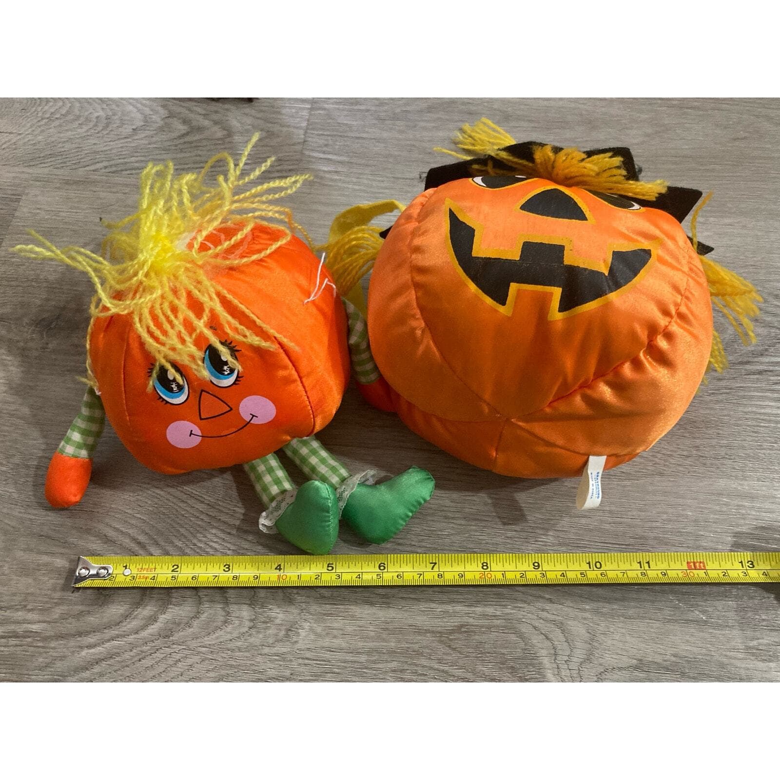 Vintage Grayhound Halloween Pumpkin Plush Toys - Set of 2 Small 6-14 in - Thumbnail 2