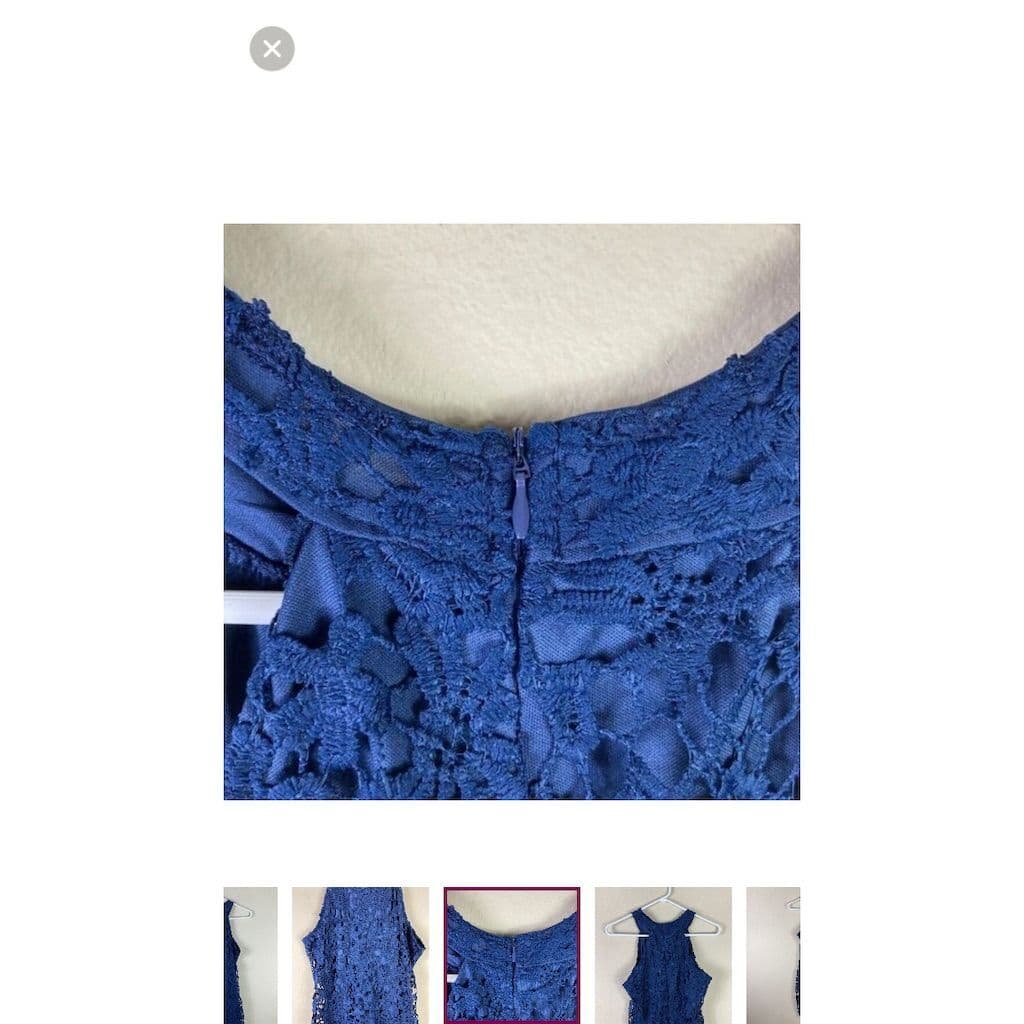 Leo Rosi Women's Halter Neck Lace Dress Blue Knee Length Size S - Thumbnail 6