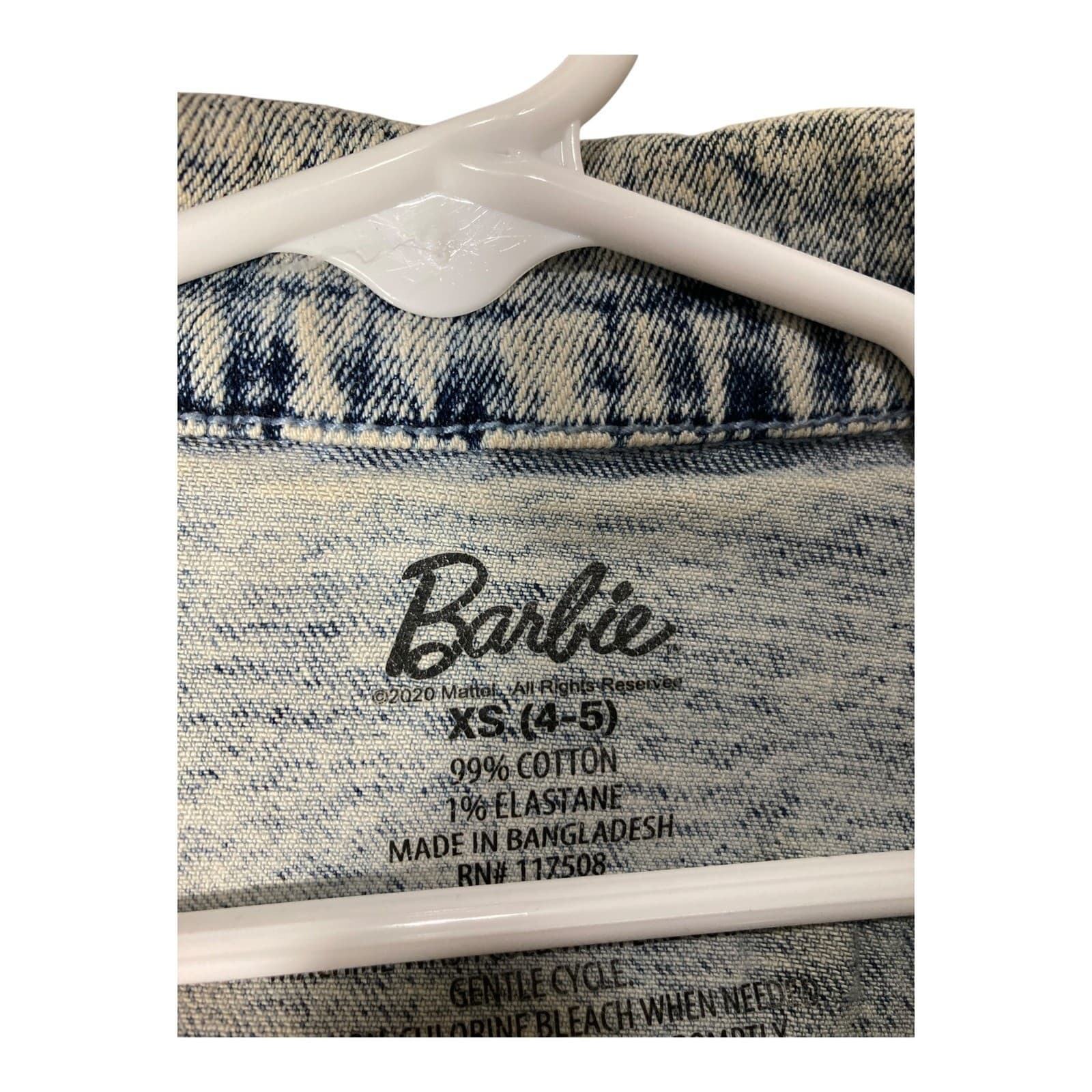 Barbie Denim Jacket Girls XS 4-5 Blue Acid Wash Embroidered Rainbow Trucker Jean - Thumbnail 9