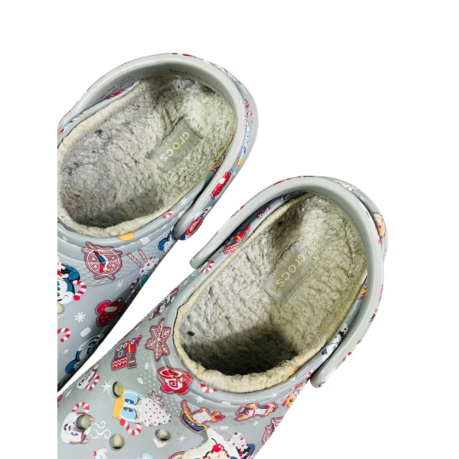 Disney Crocs Adult Gray Christmas Mickey Mouse Lined Clogs Womens Size 11 Mens 9 - Thumbnail 5