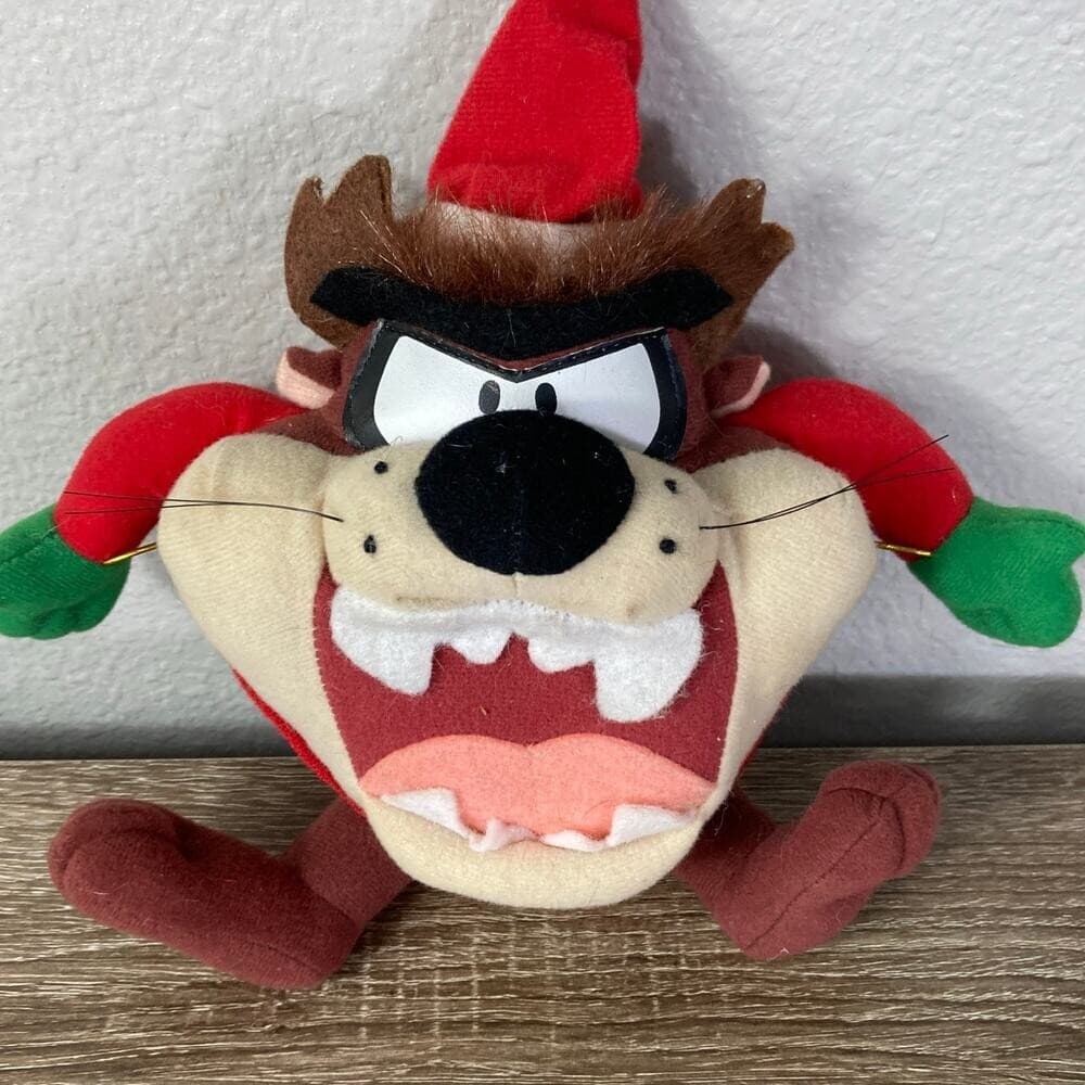 Vintage 1997 Looney Tunes Taz Santa Plush Doll Christmas Decor Warner Bros 7 in - Thumbnail 8