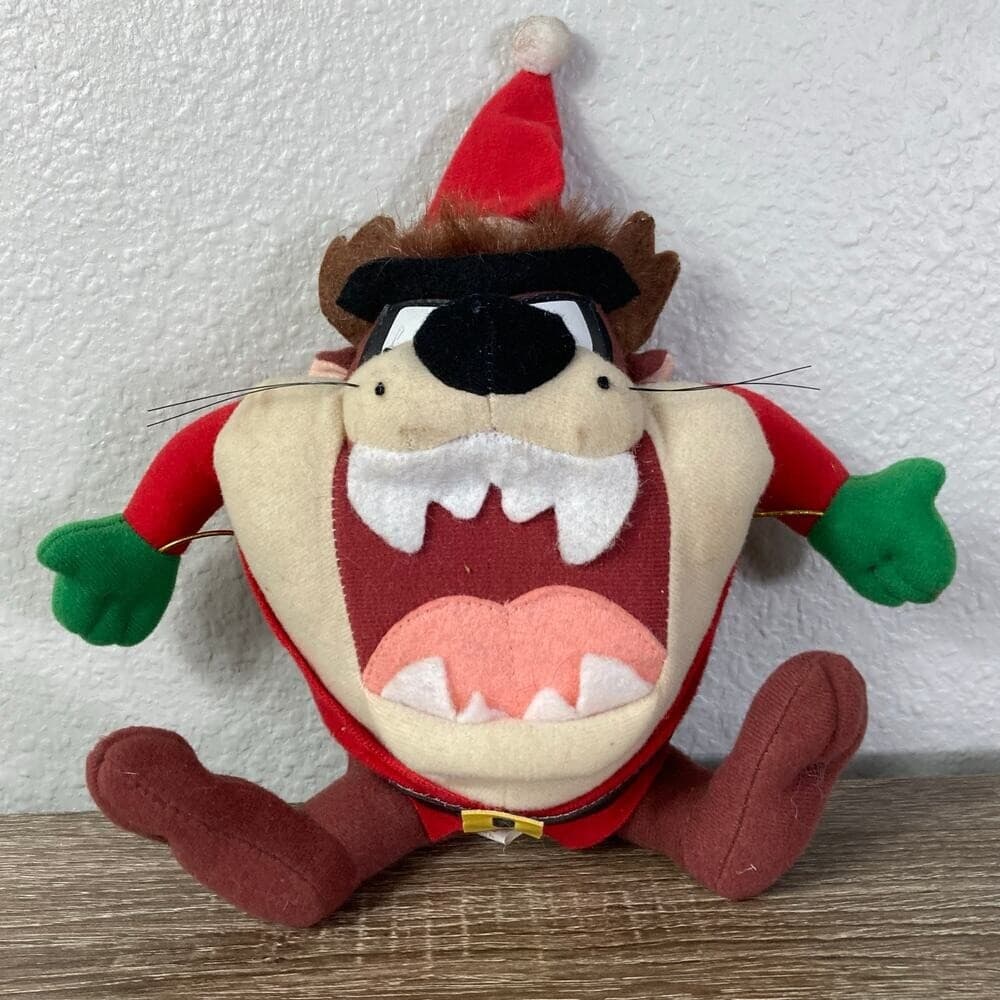 Vintage 1997 Looney Tunes Taz Santa Plush Doll Christmas Decor Warner Bros 7 in - Thumbnail 7