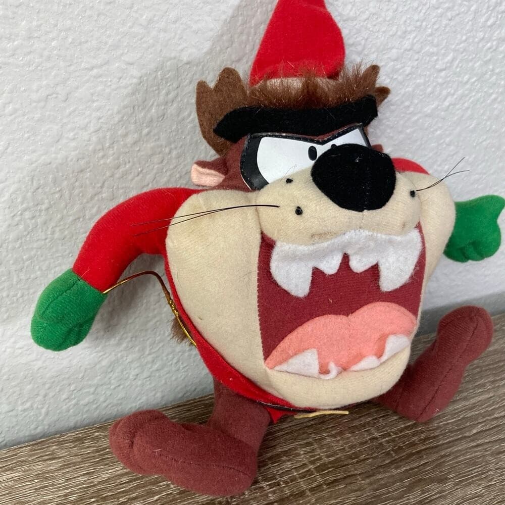 Vintage 1997 Looney Tunes Taz Santa Plush Doll Christmas Decor Warner Bros 7 in - Thumbnail 10