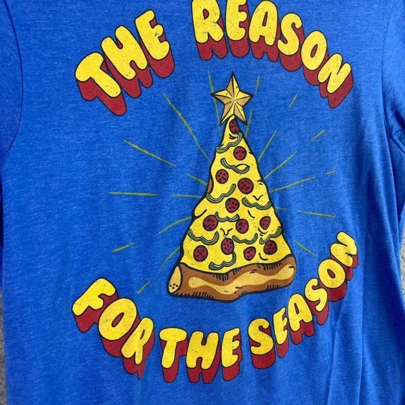 Christmas T-Shirt Size Medium Pizza Graphic Reason For The Season Top Adult Mens - Thumbnail 10