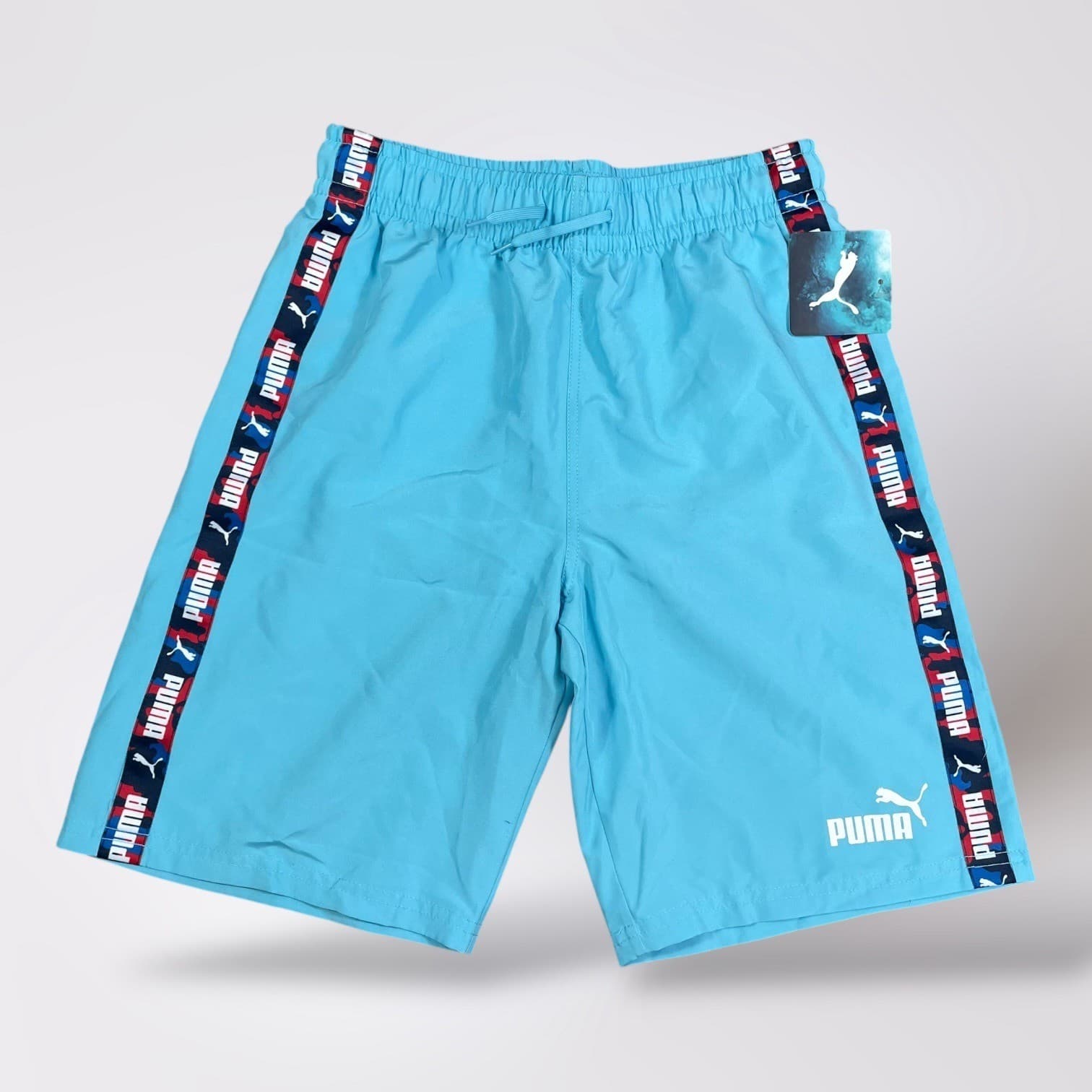 Puma Athletic Shorts Womens Large Blue Training Gym Workout Running Logo