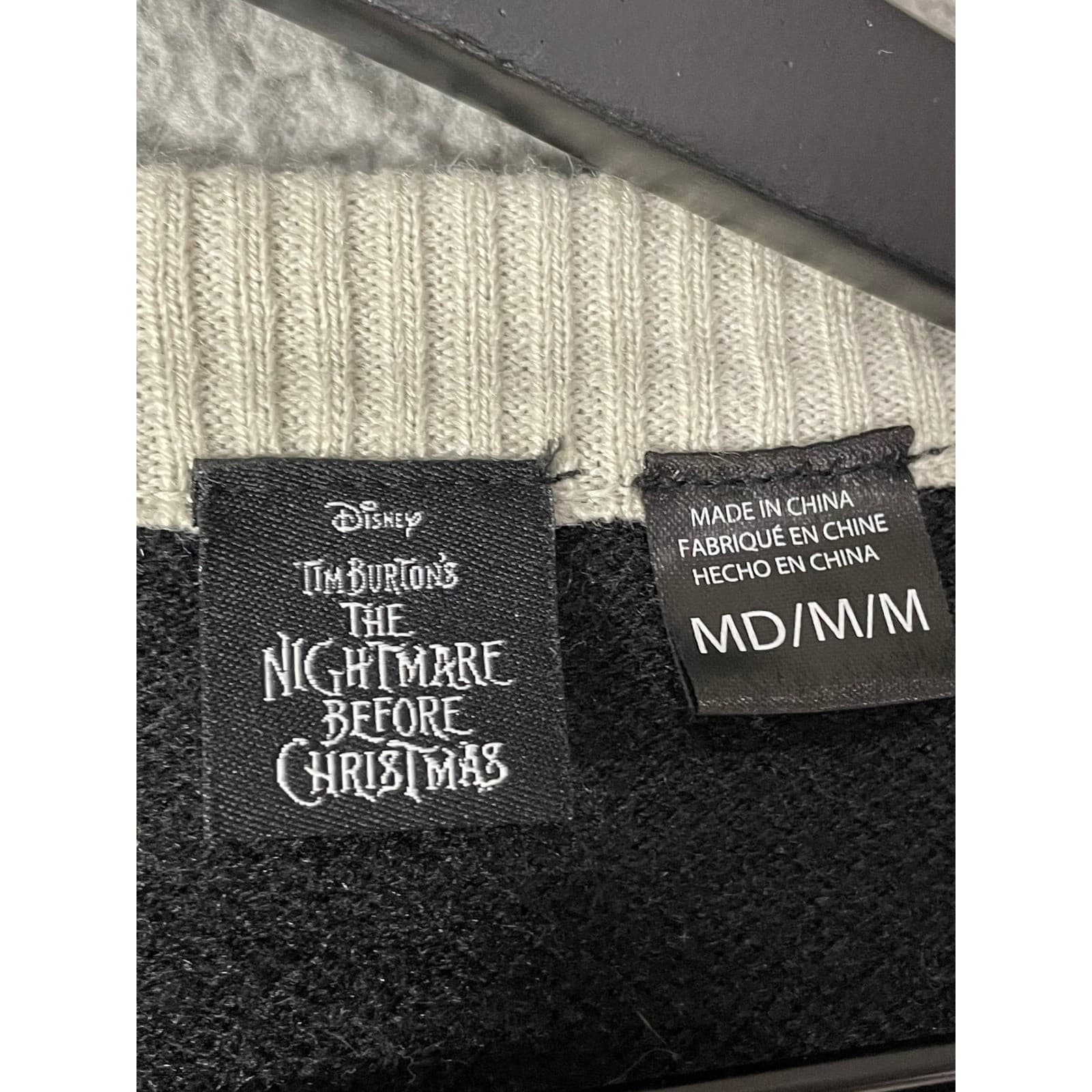 Disney Jack Skellington Cardigan Men's Medium Black Gray Varsity Style Sweater - Thumbnail 3