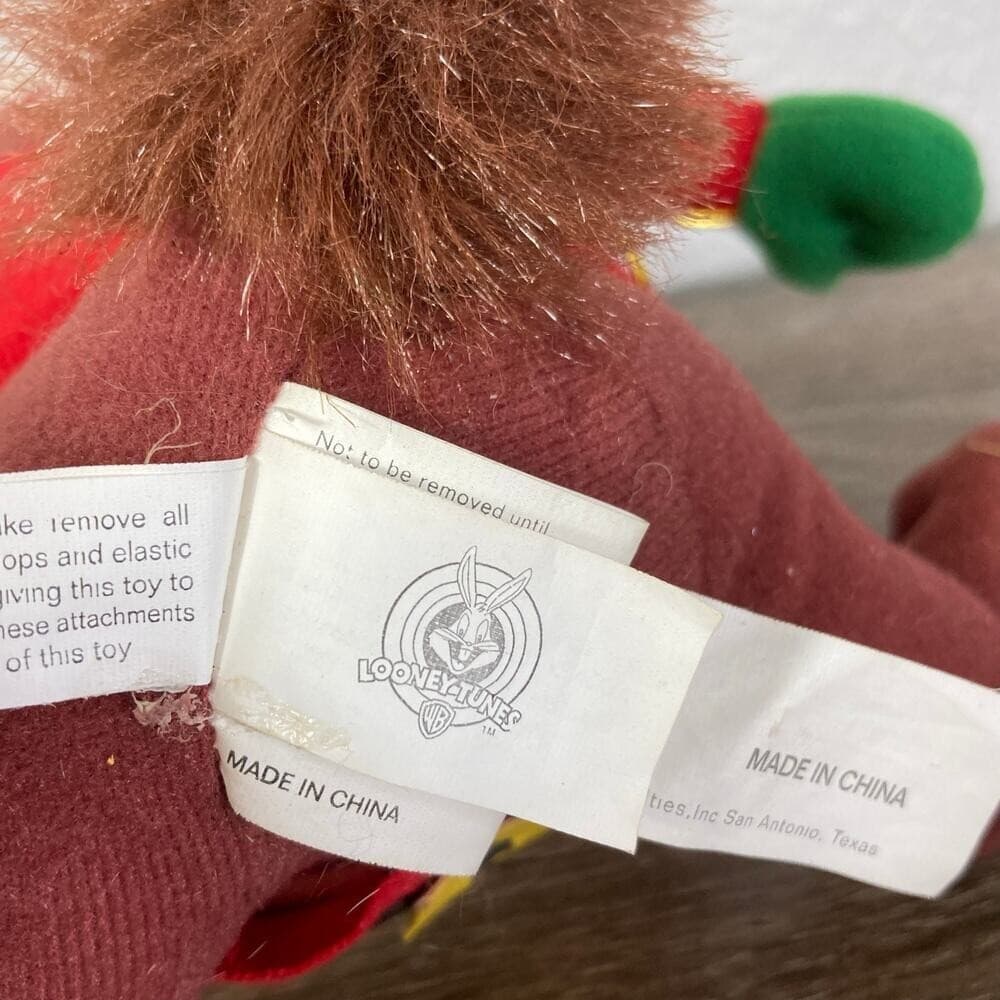 Vintage 1997 Looney Tunes Taz Santa Plush Doll Christmas Decor Warner Bros 7 in - Thumbnail 3