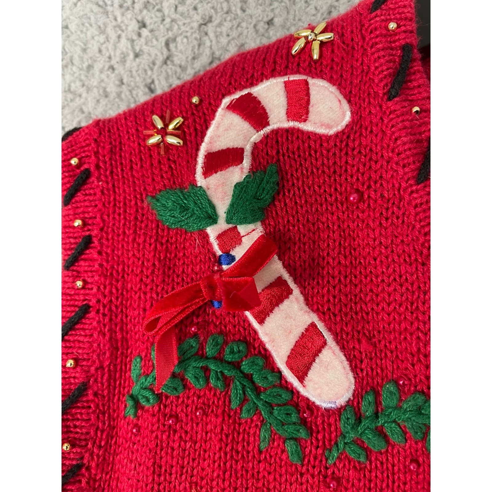 Designers Originals Studio Vintage Christmas Vest Red Rocking Horse Tree 2X - Thumbnail 9