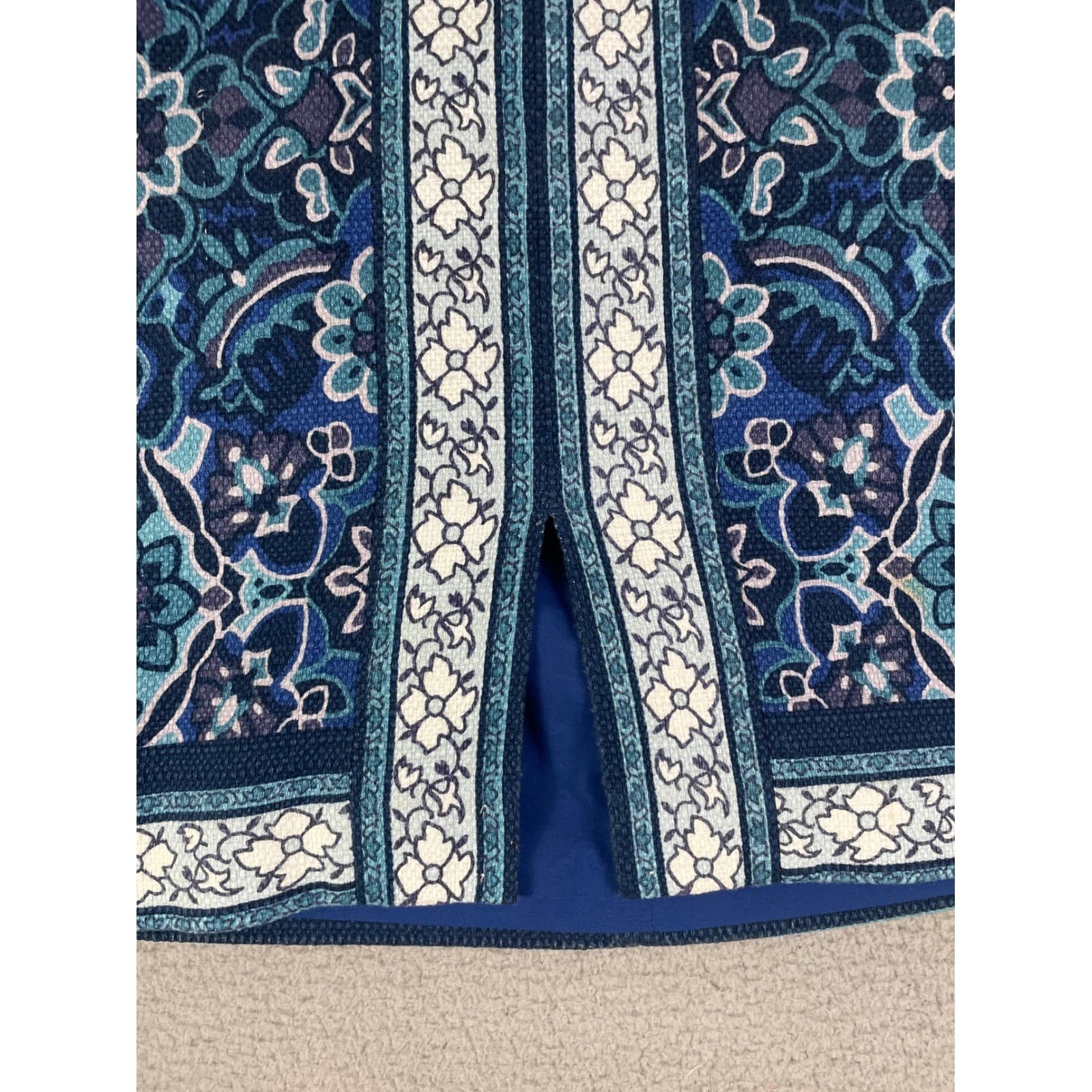 LOFT Pencil Skirt Womens Size 2 Blue Geometric Knee Length Stretch Office Split - Thumbnail 8