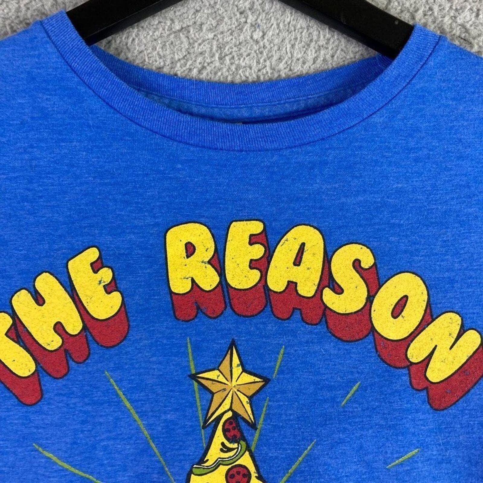 Christmas T-Shirt Size Medium Pizza Graphic Reason For The Season Top Adult Mens - Thumbnail 4