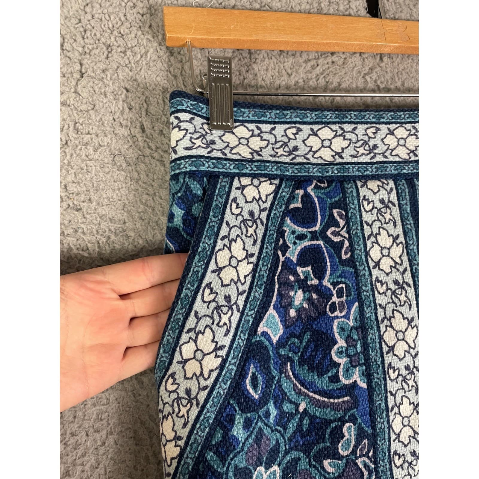 LOFT Pencil Skirt Womens Size 2 Blue Geometric Knee Length Stretch Office Split - Thumbnail 11