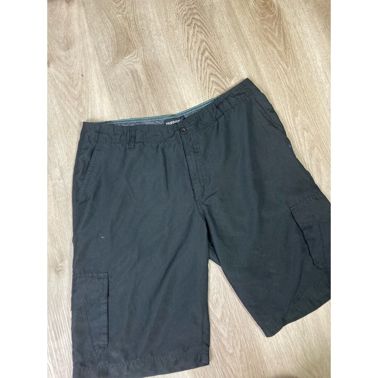 Men's Black Cargo Shorts Size 36 Casual Multiple Pockets - Thumbnail 7
