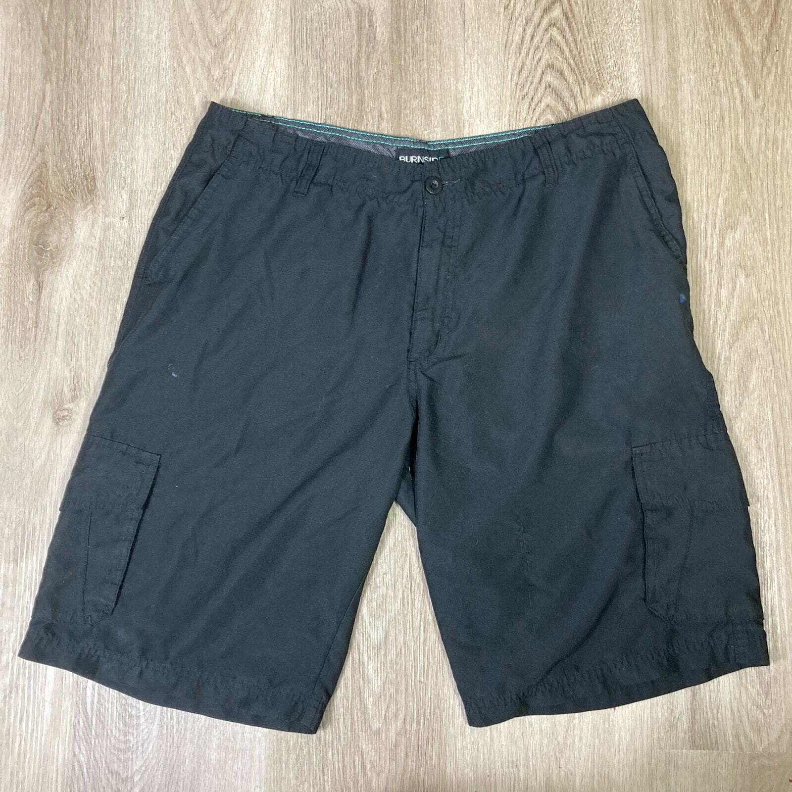 Men's Black Cargo Shorts Size 36 Casual Multiple Pockets - Thumbnail 6