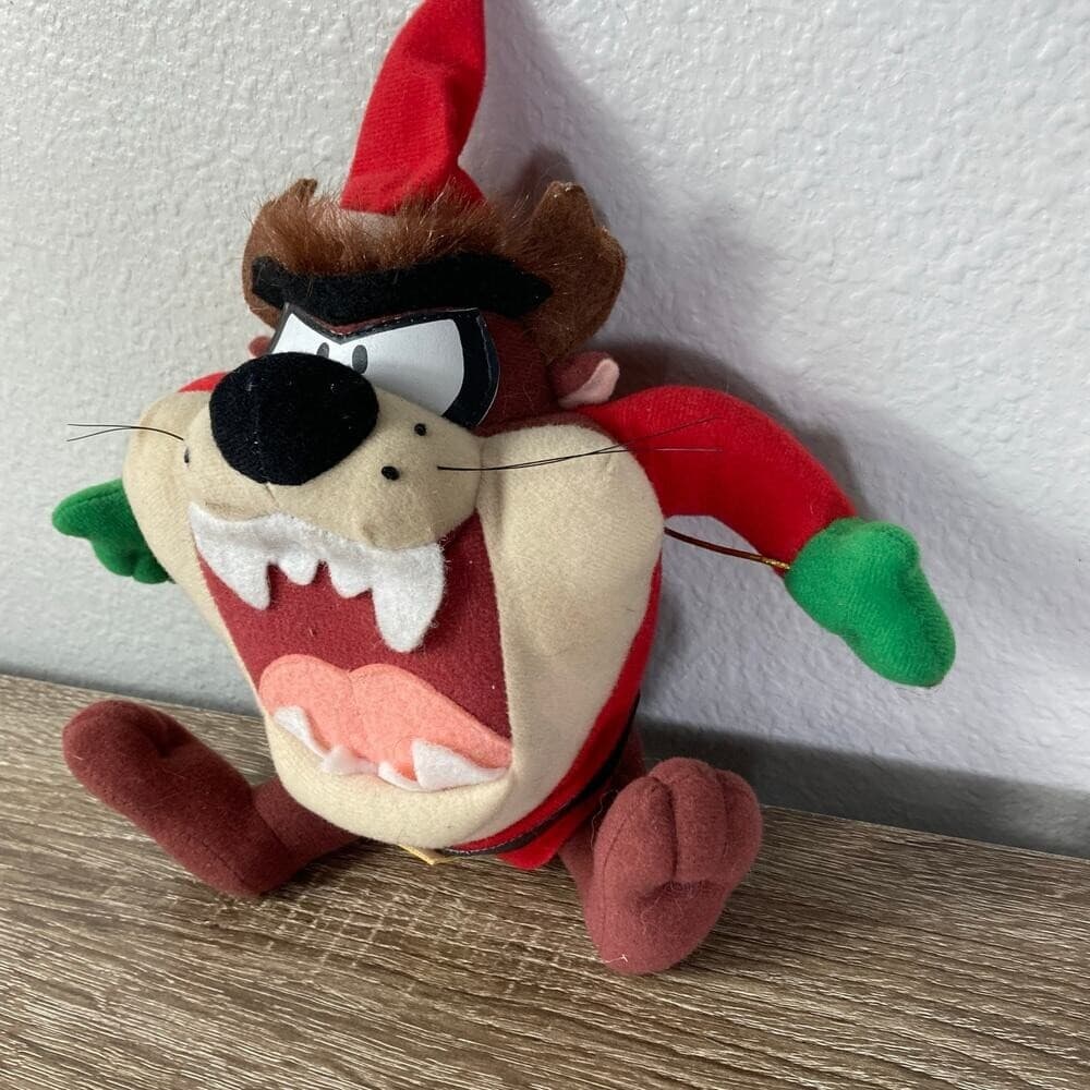 Vintage 1997 Looney Tunes Taz Santa Plush Doll Christmas Decor Warner Bros 7 in - Thumbnail 9