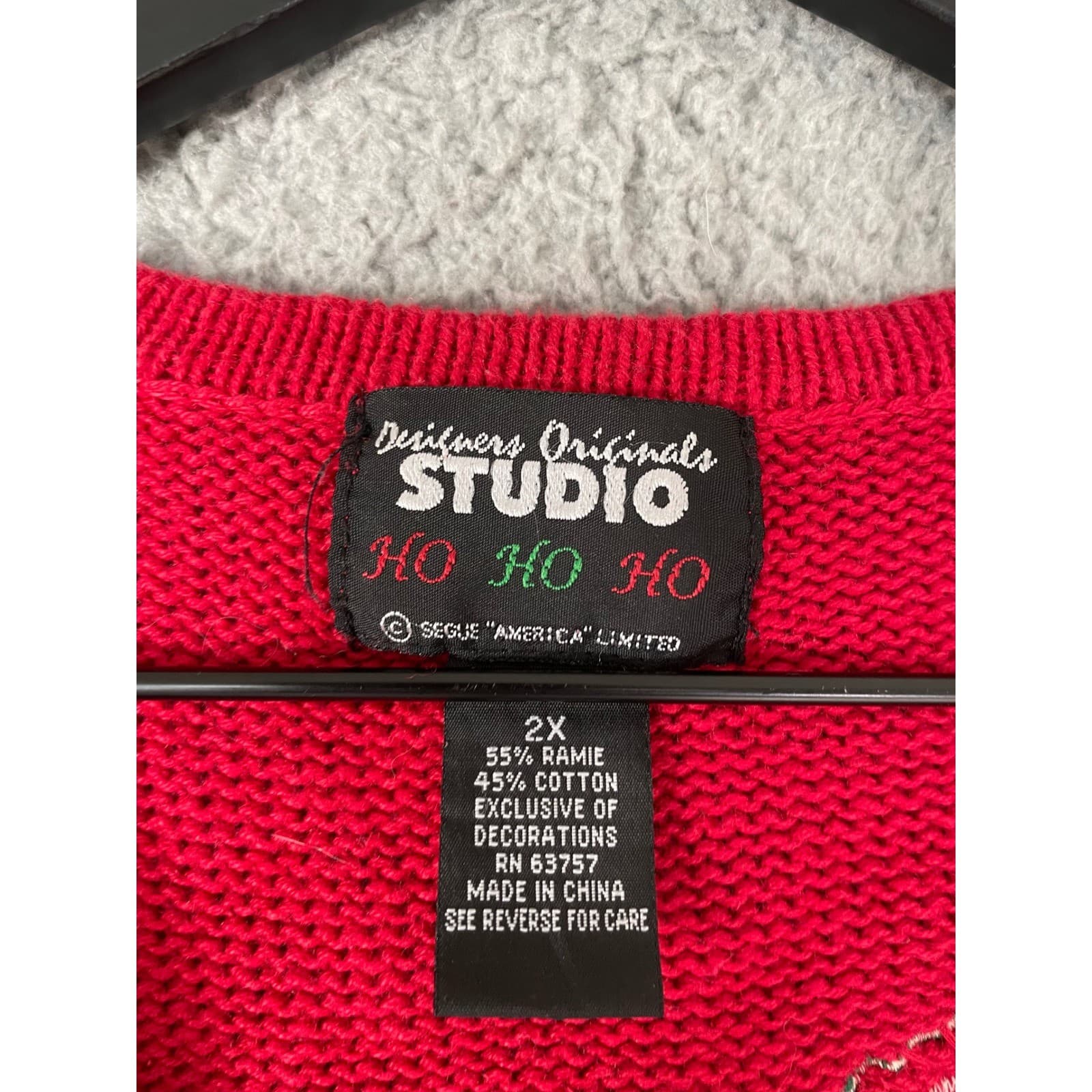 Designers Originals Studio Vintage Christmas Vest Red Rocking Horse Tree 2X - Thumbnail 3