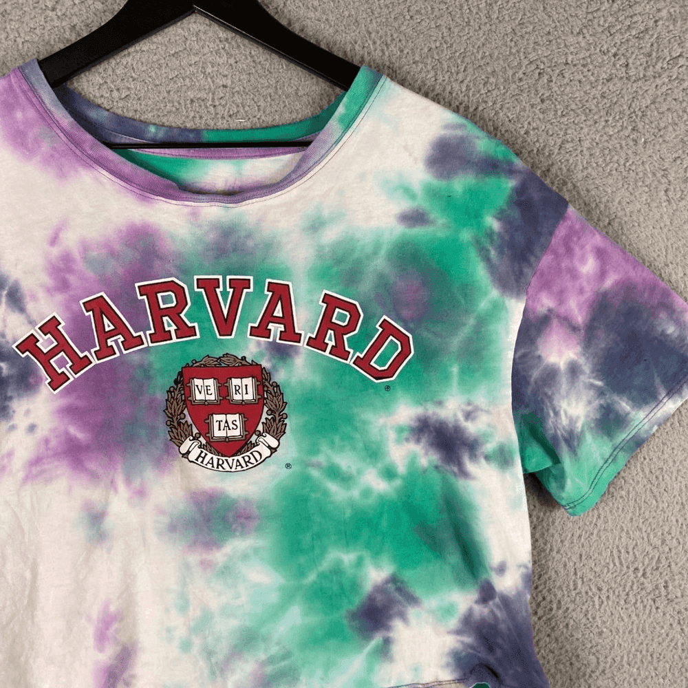 Harvard Crop Shirt Womens University Short Sleeve Tee Tie Dye Graphic 2XL XXL - Thumbnail 8