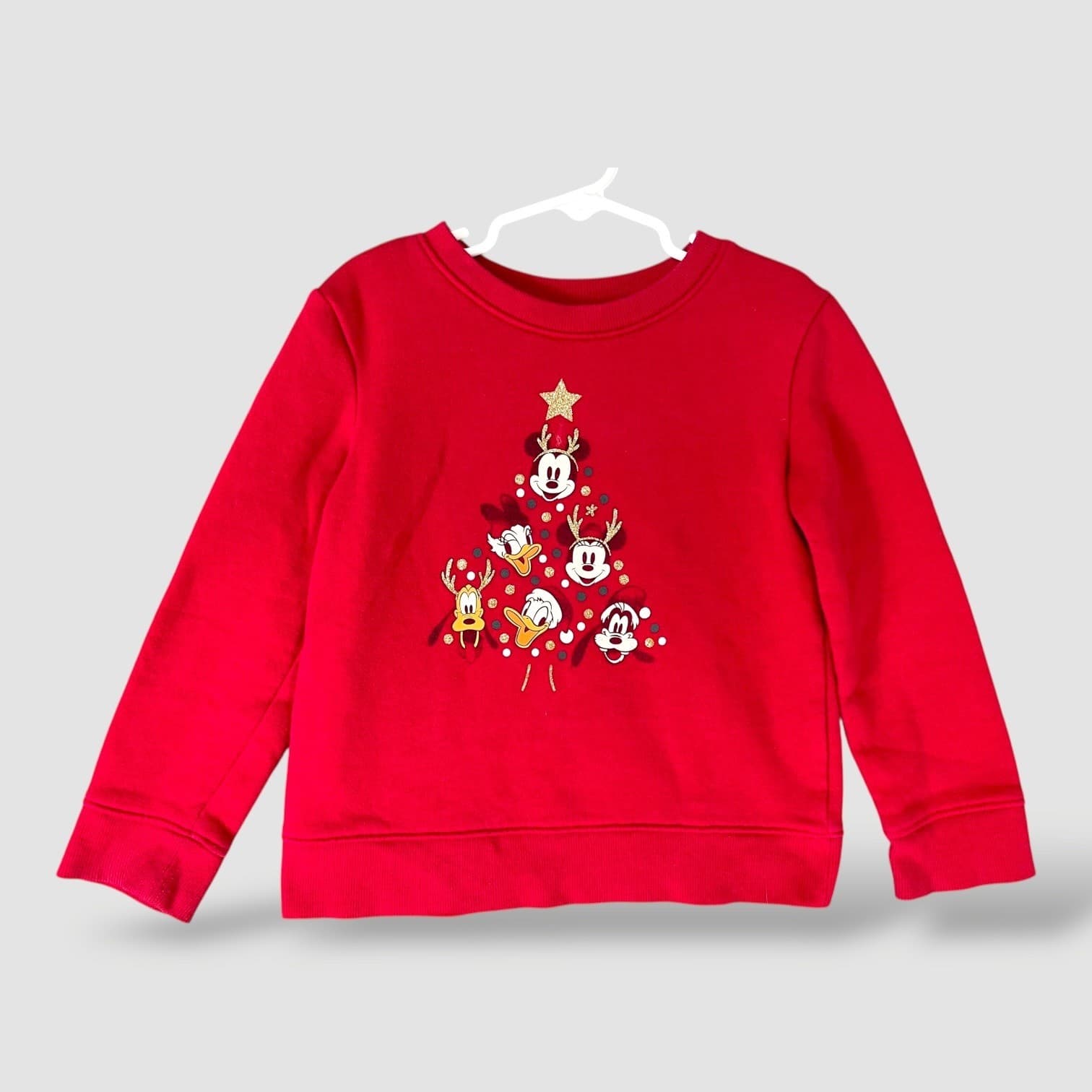 Disney Jumping Beans Red Kids Christmas Sweatshirt Mickey Mouse Size 5