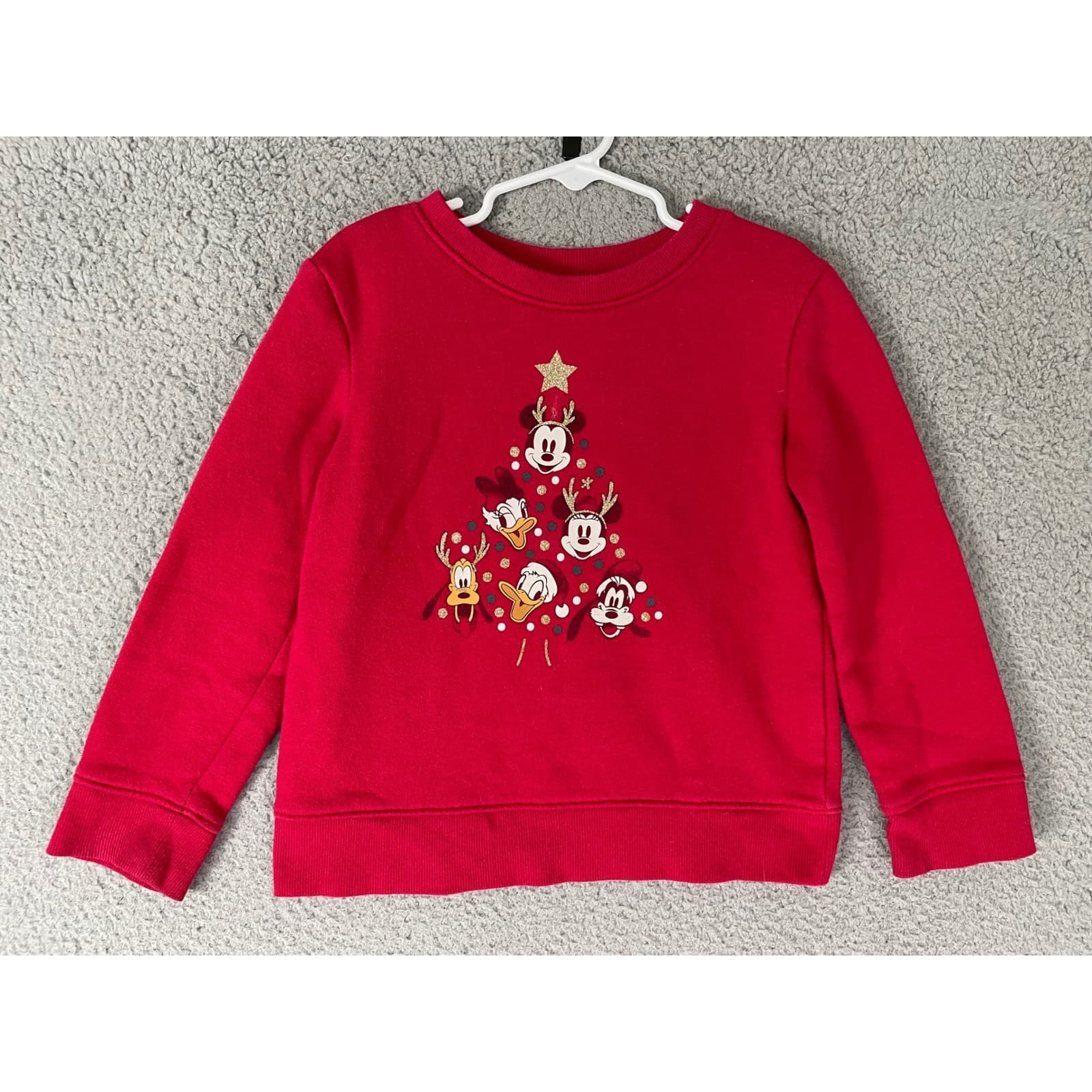 Disney Jumping Beans Red Kids Christmas Sweatshirt Mickey Mouse Size 5 - Thumbnail 4