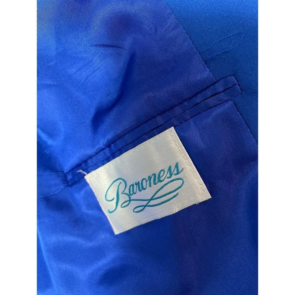 Vintage Blue Blazer Womens Size 10 Baroness Padded Shoulder Career Jacket USA - Thumbnail 3