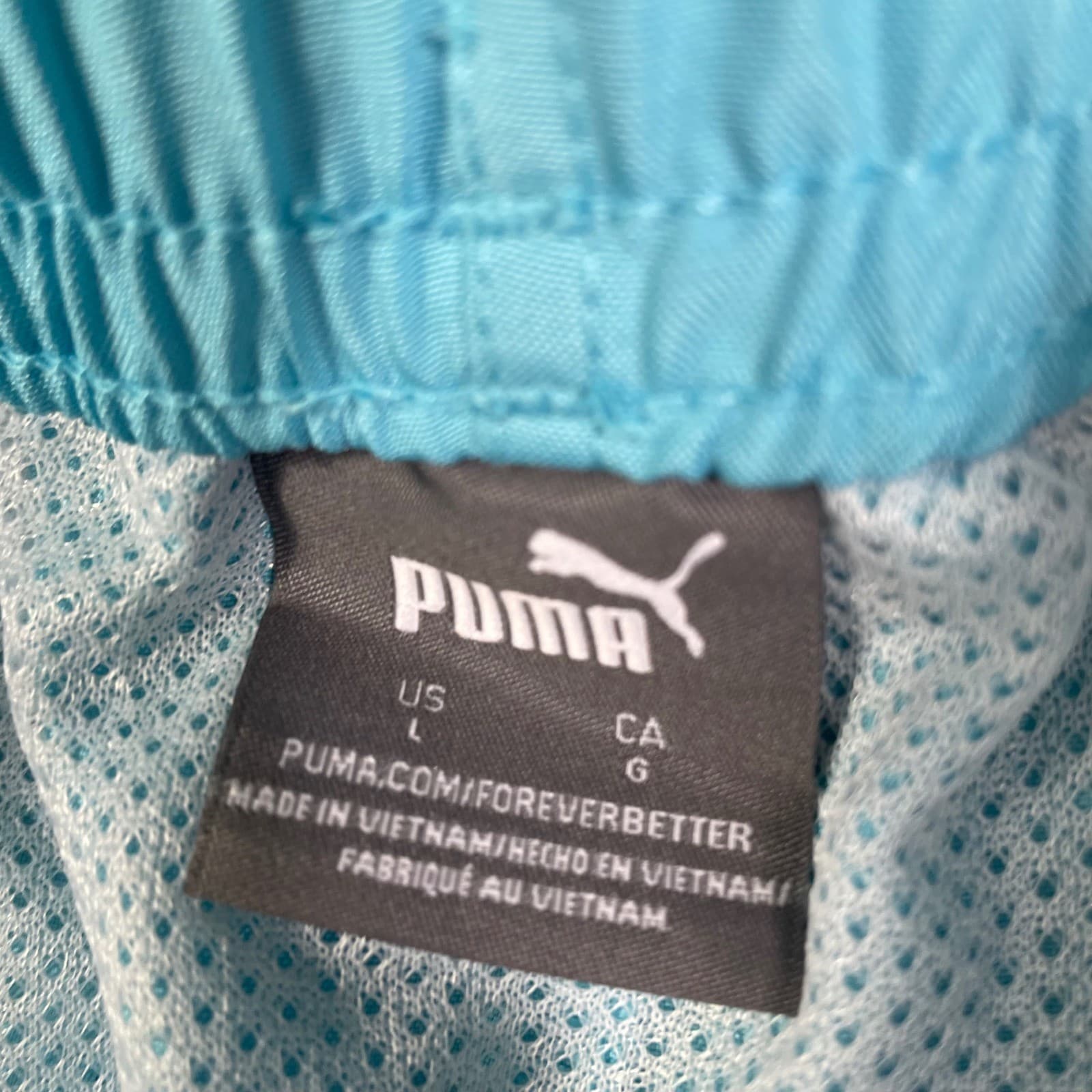 Puma Athletic Shorts Womens Large Blue Training Gym Workout Running Logo - Thumbnail 3