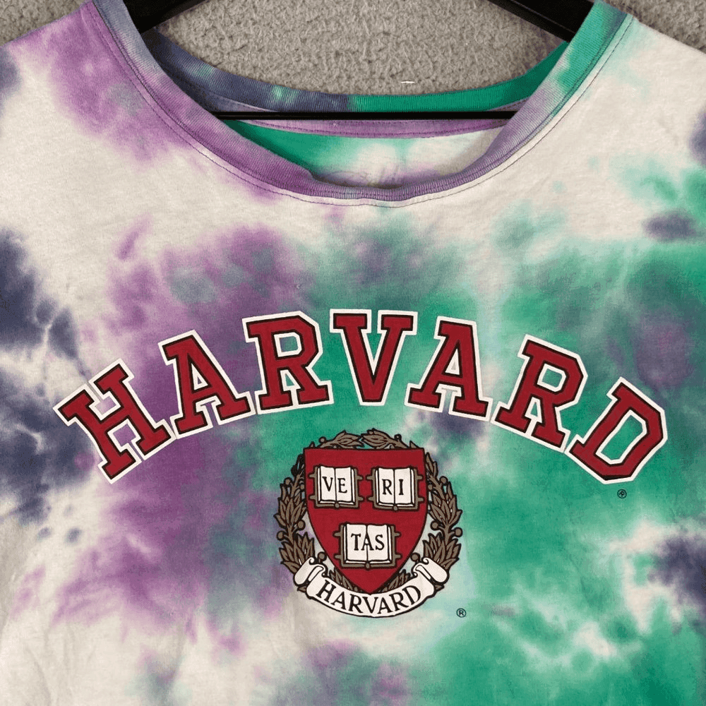 Harvard Crop Shirt Womens University Short Sleeve Tee Tie Dye Graphic 2XL XXL - Thumbnail 5