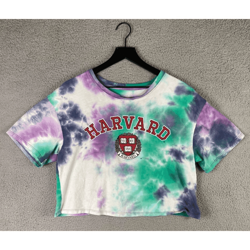 Harvard Crop Shirt Womens University Short Sleeve Tee Tie Dye Graphic 2XL XXL - Thumbnail 6