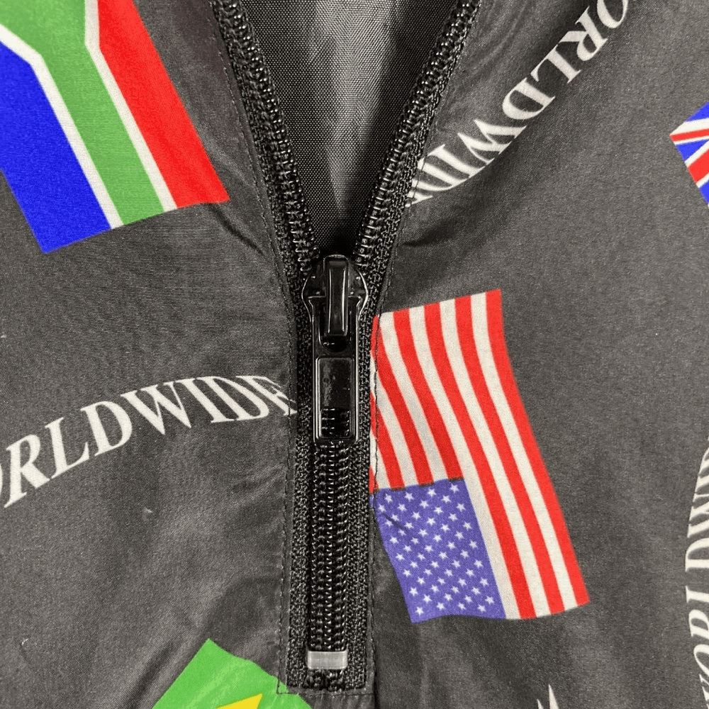 Forever 21 Windbreaker Jacket 1/4 Zip Mens Size Large Flag Graphic Worldwide - Thumbnail 8