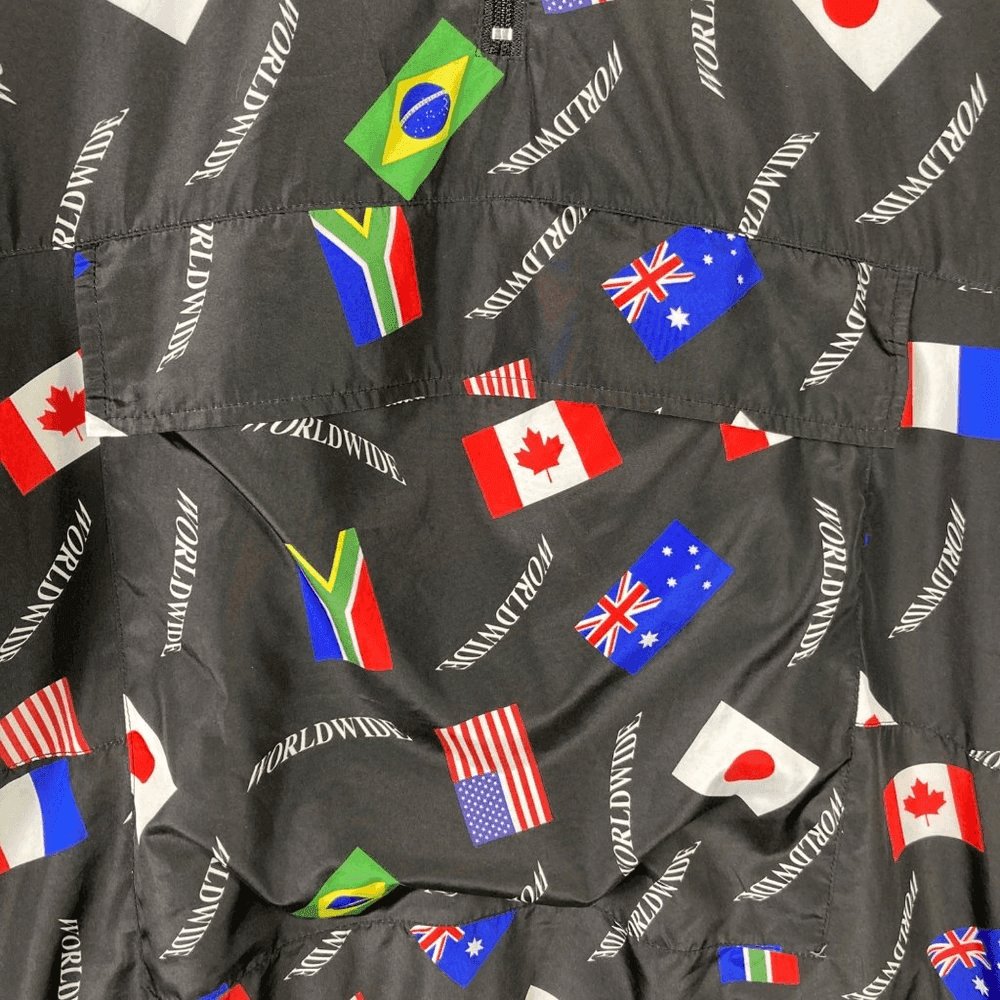 Forever 21 Windbreaker Jacket 1/4 Zip Mens Size Large Flag Graphic Worldwide - Thumbnail 6