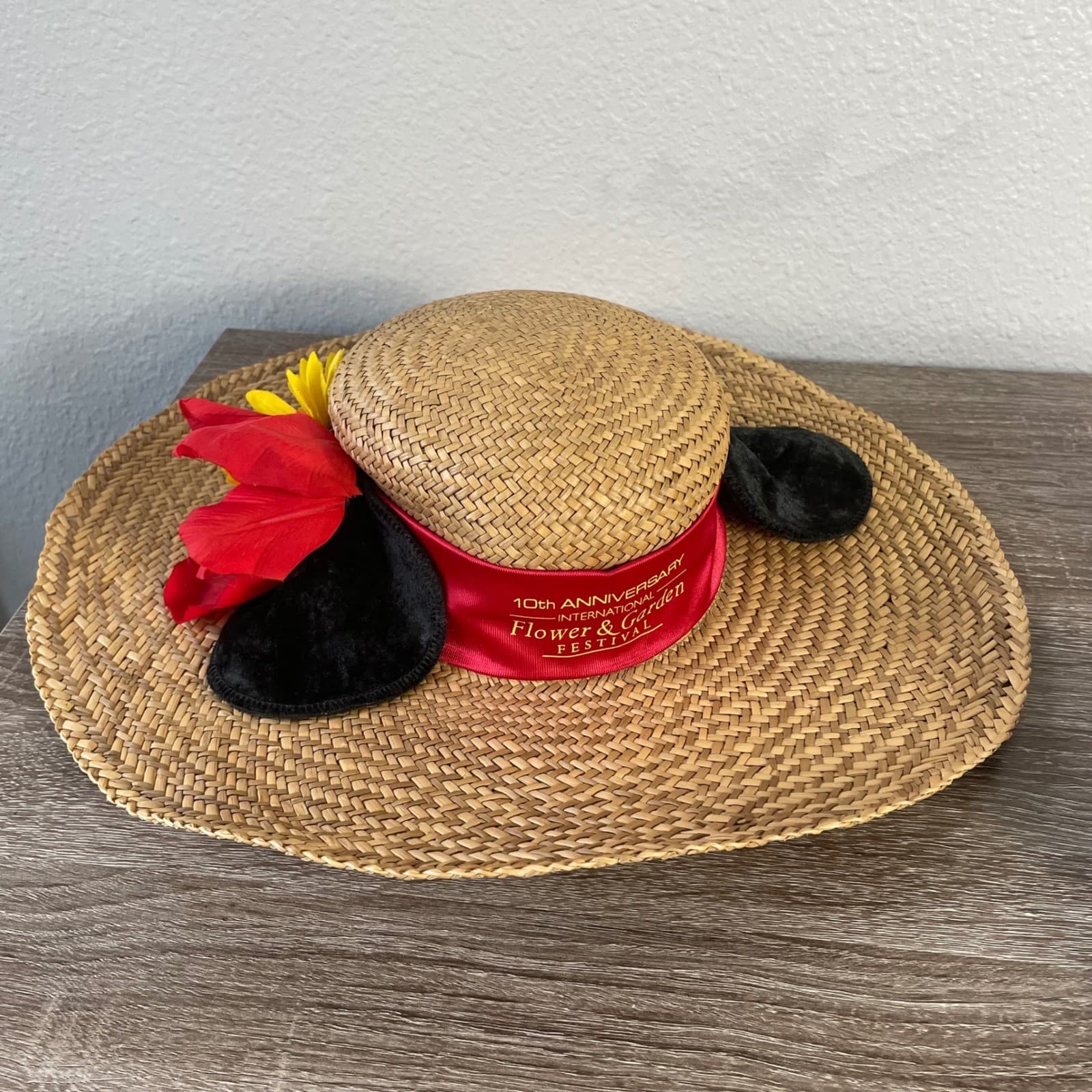 Disney Epcot Flower Garden Festival 2003 10th Anniversary Straw Hat Small - Thumbnail 7