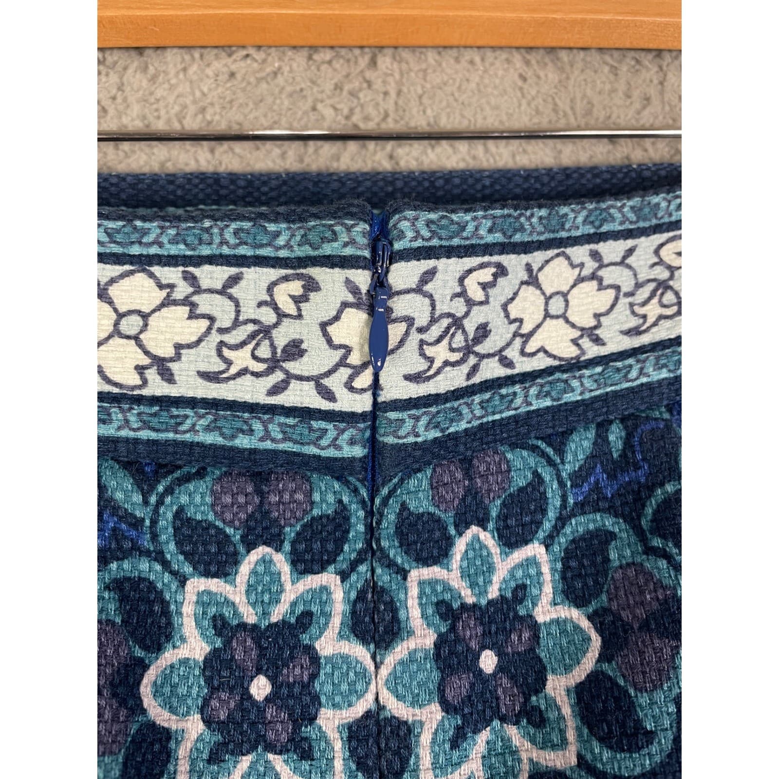 LOFT Pencil Skirt Womens Size 2 Blue Geometric Knee Length Stretch Office Split - Thumbnail 13