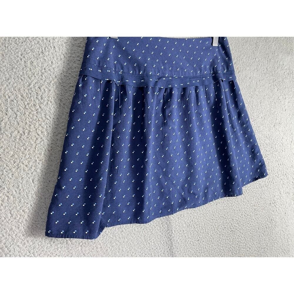 Gap Navy Blue Polka Dot Rayon Skirt Size 4 A-Line Flowy Zip Back Boho - Thumbnail 5