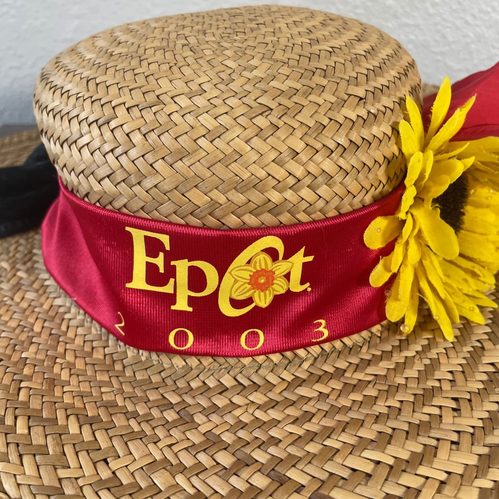Disney Epcot Flower Garden Festival 2003 10th Anniversary Straw Hat Small - Thumbnail 3