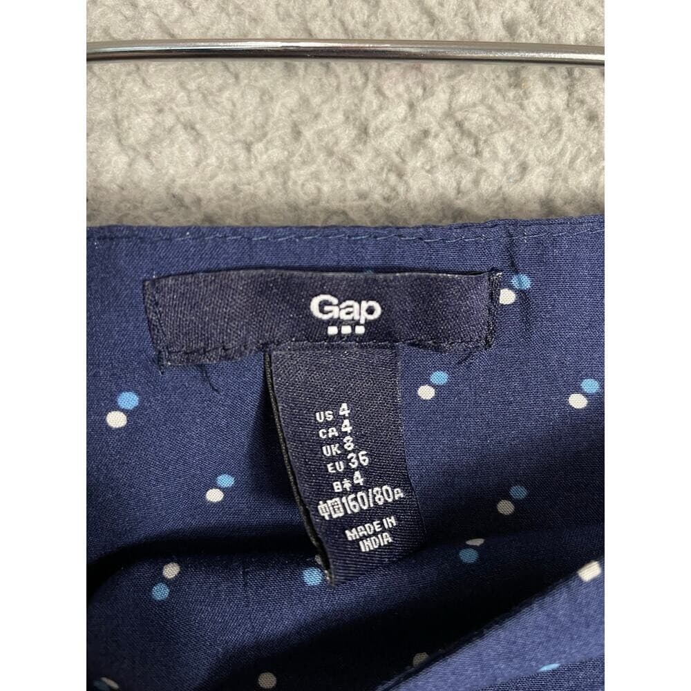 Gap Navy Blue Polka Dot Rayon Skirt Size 4 A-Line Flowy Zip Back Boho - Thumbnail 9