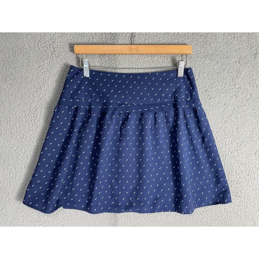 Gap Navy Blue Polka Dot Rayon Skirt Size 4 A-Line Flowy Zip Back Boho - Thumbnail 3