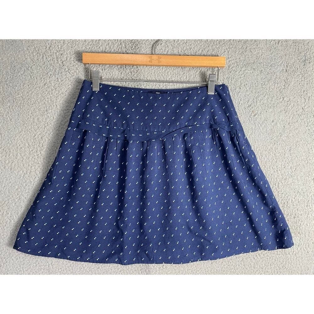 Gap Navy Blue Polka Dot Rayon Skirt Size 4 A-Line Flowy Zip Back Boho - Thumbnail 7