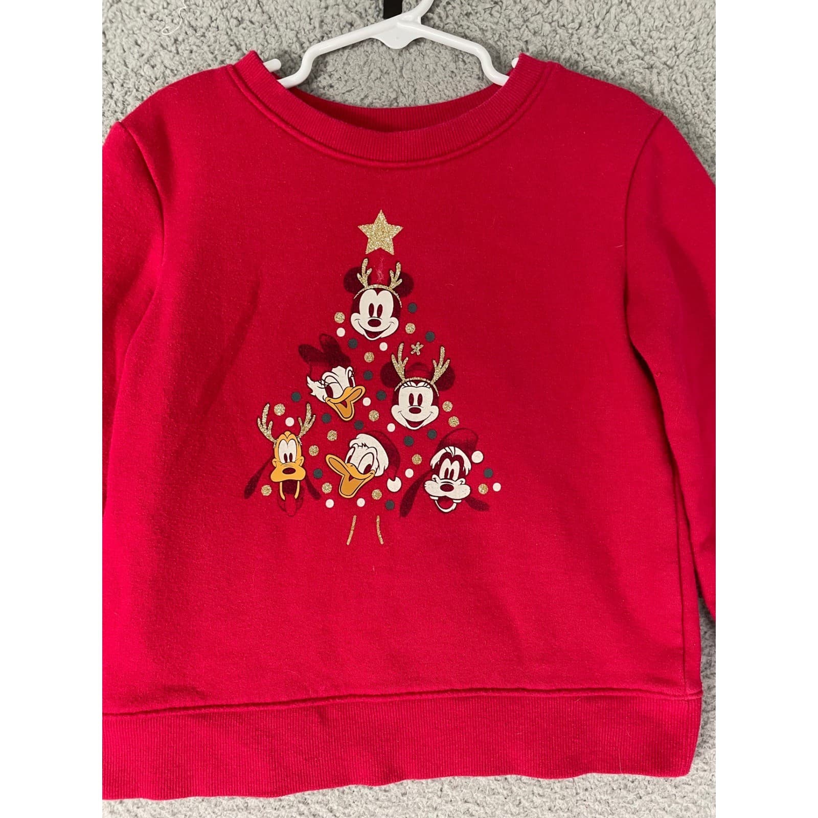 Disney Jumping Beans Red Kids Christmas Sweatshirt Mickey Mouse Size 5 - Thumbnail 6