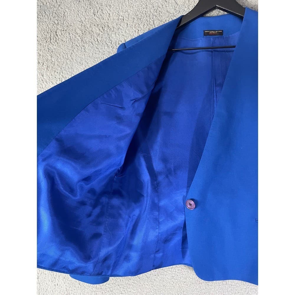 Vintage Blue Blazer Womens Size 10 Baroness Padded Shoulder Career Jacket USA - Thumbnail 9